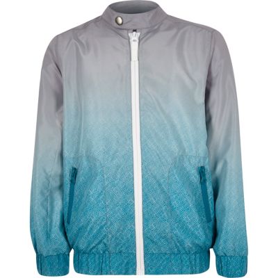 Boys blue ombr&#233; bomber jacket